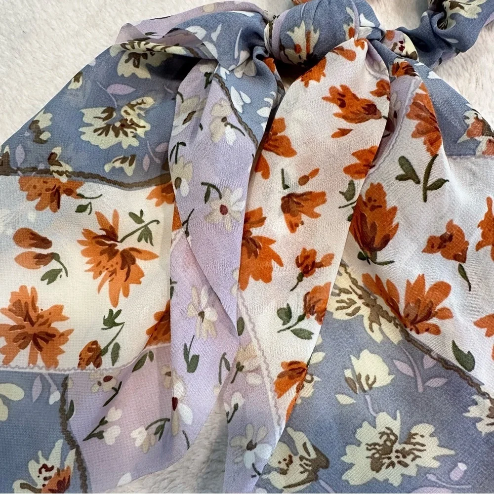 NWT Marta Scrunchie Bow Blue and Purple Floral Hair Tie